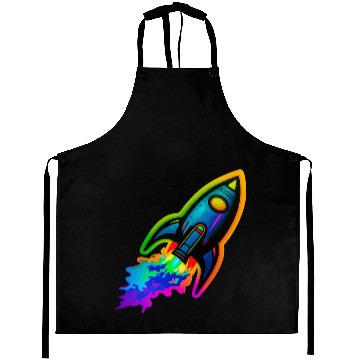 Discover Psychedelic Retro Neon Rocket Aprons