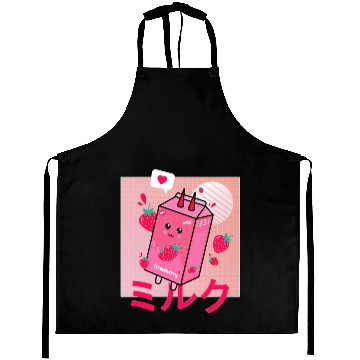 Discover Strawberry Milk Shake Funny Retro 90s Japanese Aprons