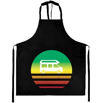 Discover Camper Van Retro Sunset Vintage sun camping Aprons