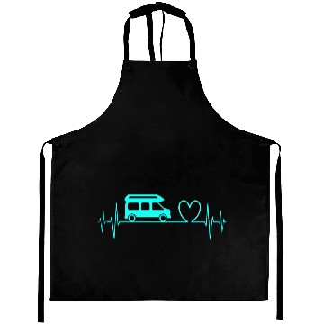 Discover Camper Van camping Ecg heartbeat heart turquoise Aprons