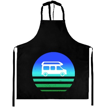 Discover Camper Van Retro Sunset Vintage sun camping Aprons