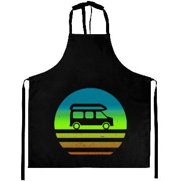 Discover Camper Van Retro Sunset Vintage sun camping Aprons