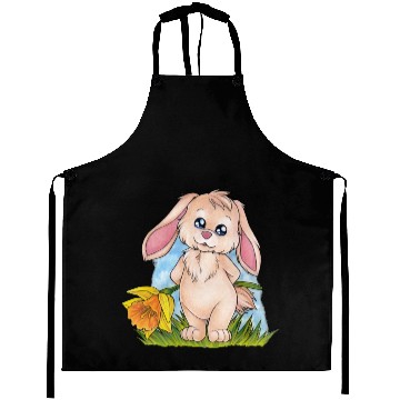 Discover Cute bunny rabbit with daffodil daffodil Aprons