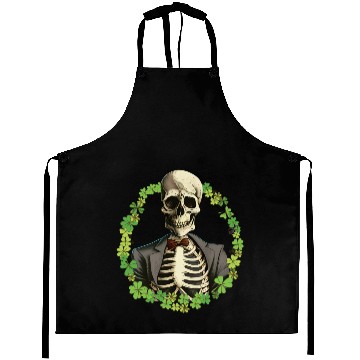 Discover Skeleton Vintage Retro Creepy Cute Shamrock Aprons