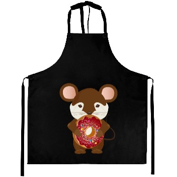 Discover cute brown mouse with delicious donut Aprons