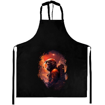 Discover Monkey Astronaut Chimpanzee Space Surreal Moon Aprons