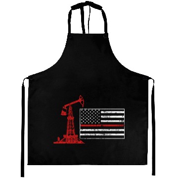 Discover Oilfield Oil Drilling Us Flag Aprons