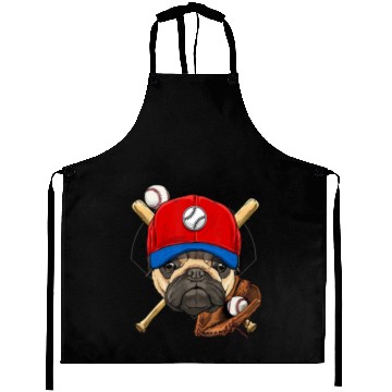 Discover Baseball Player Coach Pug Dog Lover Pug Mom Aprons