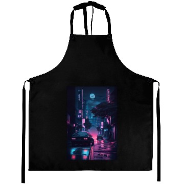 Discover Tokyo Japan Japanese Aesthetic Graphic Night Scene Aprons