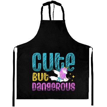 Discover Cute But Dangerous Karate Coach Unicorn Lover Aprons