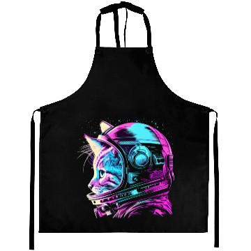 Discover Aesthetic Vaporwave Space Cat 80s 90s Astronaut Aprons