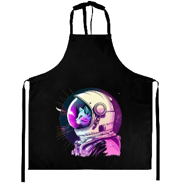 Discover Aesthetic Vaporwave Space Cat 80s 90s Astronaut Aprons