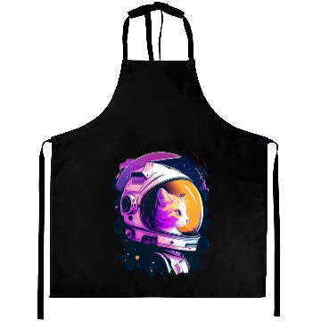 Discover Aesthetic Vaporwave Space Cat 80s 90s Astronaut Aprons