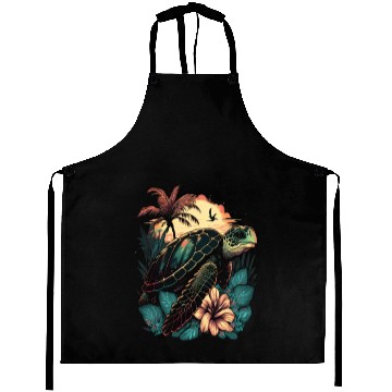 Discover Turtle Hawaiian Sea Turtles Hibiscus Flower Aprons