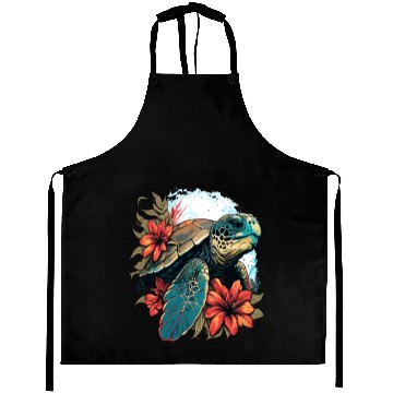 Discover Turtle Hawaiian Sea Turtles Hibiscus Flower Aprons