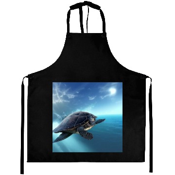 Discover Turtle swimming in the blue ocean print Aprons