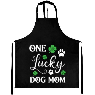 Discover One Lucky Dog Mom Funny St Patricks day Aprons