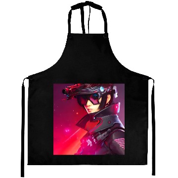 Discover Cyberpunk Girl red Neon light Aprons