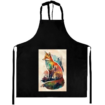 Discover Fox watercolor woodland forest animal wild animal Aprons