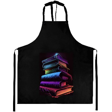 Discover Synthwave Book Stacks Design - Retro Vibes Aprons