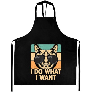Discover Retro I Do What I Want Funny Cat Lover Aprons