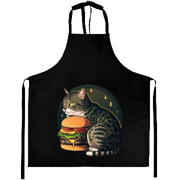 Discover Beautiful Cheese burger Tabby Cat Aprons