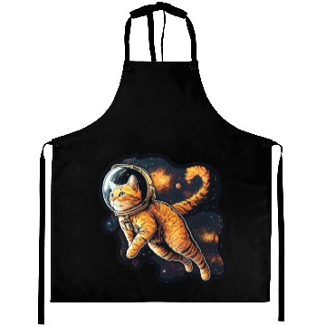 Discover Cat Floating in Space in a Space Helmet Aprons