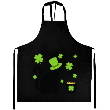 Discover Cat Shamrock St Patrick Day Lucky 01 Aprons