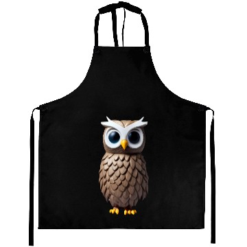 Discover Brown 3D owl illustration Aprons