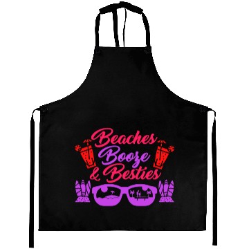 Discover Beaches Booze Besties Summer Vacation Spring Break Aprons