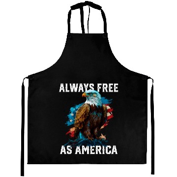 Discover Always Free as America American Bald Eagle USA Aprons
