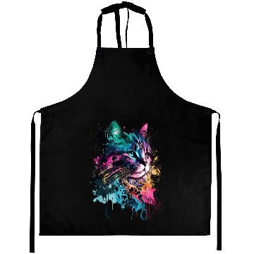 Discover Smoky Colorful Cat Design "Rainbow" Aprons