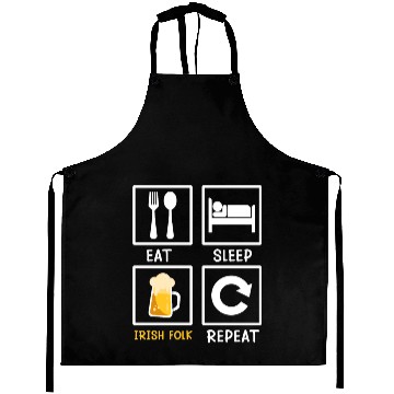 Discover Eat Sleep Irish Folk Repeat St. Patrick's Day Aprons