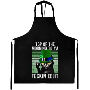 Discover Feckin Eejit Cat Coffee Saint Patrick's Day Gift Aprons