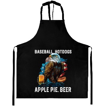 Discover Baseball Hotdogs Apple Pie Beer Drinker Patriotic Aprons