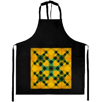 Discover Sunny Yellow Tartan Design Aprons