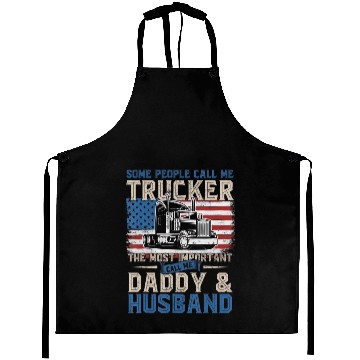 Discover Truck Driver Gift Trucker Daddy Husband US Flag Aprons