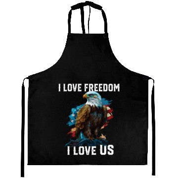 Discover I Love Freedom I Love US American Bald Eagle Aprons