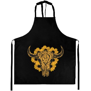 Discover Bull Skull Sunflower Aprons