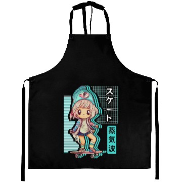 Discover Skater Chibi Anime Skateboard Japanese Vaporwave A Aprons