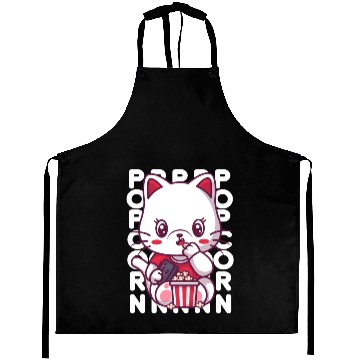 Discover Cat Eating Popcorn Aprons
