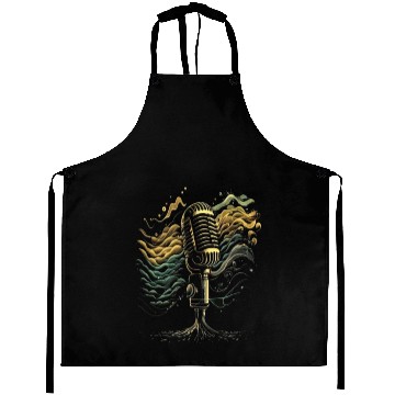 Discover AV Technician Sound Waves Microphone Audio Music Aprons