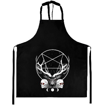 Discover Satanic Deer Pentagram Gothic Skull Evil Buck Aprons