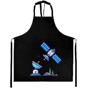 Discover Flying satellite with antenna space Aprons