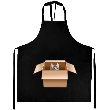 Discover Tabby Kitten Peeking from Cardboard Box Aprons