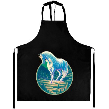 Discover Unicorn in Mountain Landscape Aprons