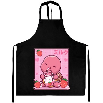 Discover Kawaii Turtle Lover Strawberry Milk Shake Otaku Aprons