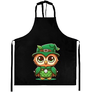 Discover st patricks day owl wearing a hat Aprons