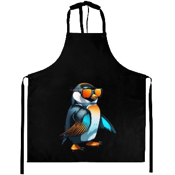 Discover Cool Winter Penguin with orange sunglasses Aprons