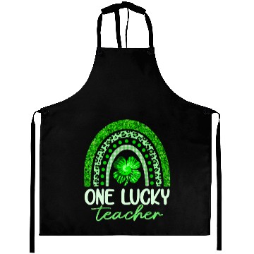 Discover One Lucky Teacher, Rainbow Shamrock Green Clover Aprons
